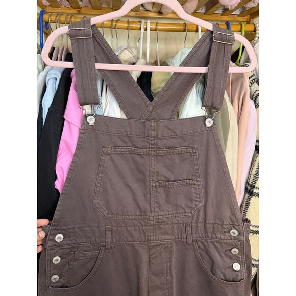 Free People We The Free Ziggy Denim Overalls Mocha Brown Size Medium Boho Earthy - Picture 13 of 16